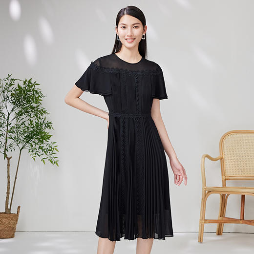 EITIE爱特爱夏季新款斗篷高腰优雅显瘦连衣裙7007763 商品图7