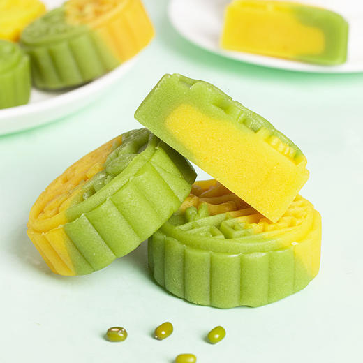 【网红糕点！板栗绿豆糕】传统味道香甜细腻甜而不腻醇香细腻清新美味，双色冰沙绿豆糕点心手工板栗糕绿豆饼传统零食糕点小吃休闲食品健康 商品图1