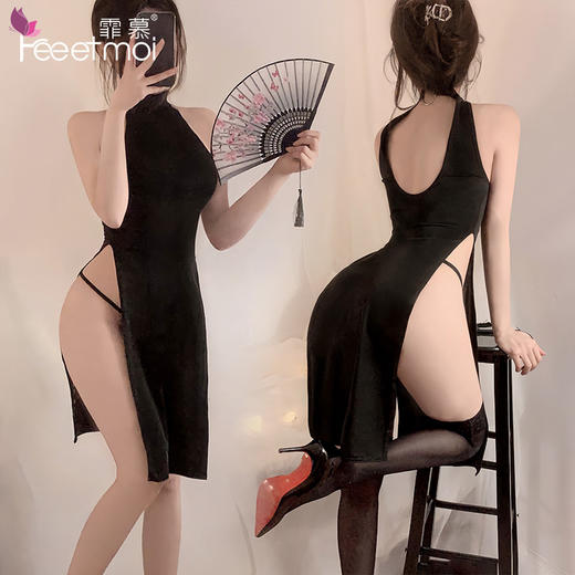 【情趣内衣】霏慕环颈高开叉美裙7873 商品图2