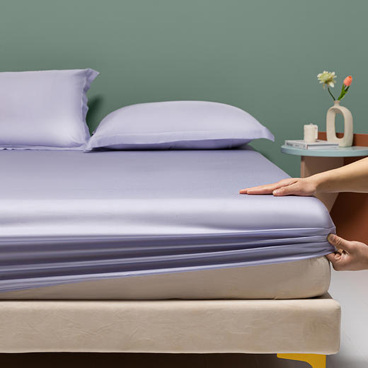 洁丽雅K冰丝床笠夏季莱赛尔清凉素色简约单人床罩床垫防尘保护罩#床品特惠 商品图3