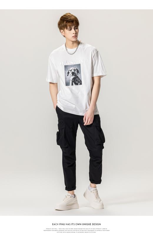 PINLI品立春季新款圆领印花短袖T恤男士潮牌上衣BG231111010 商品图5
