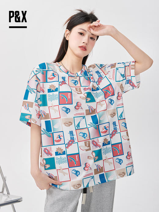 P&X设计师女装  针织短款T恤休闲宽松 823202854 花色 商品图1