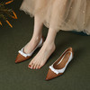 优雅法式，真皮舒适撞色尖头低跟单鞋HYT-7220B 商品缩略图10