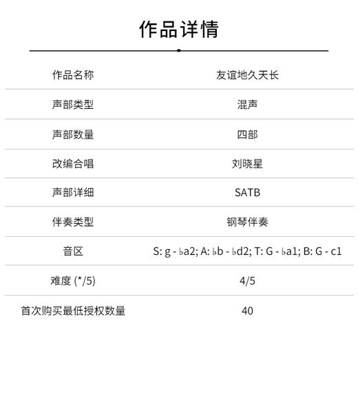 友谊地久天长（刘晓星 改编）混声四部和钢琴 正版合唱乐谱「本作品已支持自助发谱 首次下单请注册会员 详询客服」 商品图1