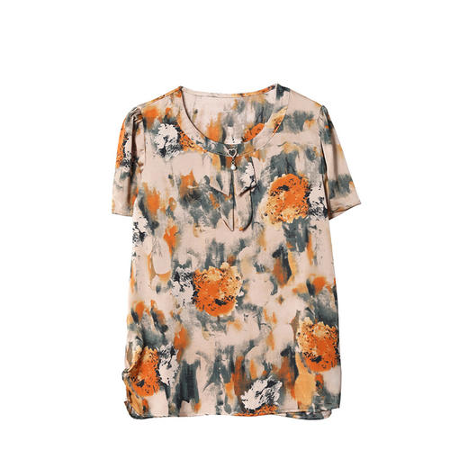 KQL A83N6224印花雪纺衫时尚减龄百搭娃娃领宽松衬衫 商品图4