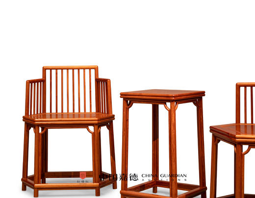 红桥红  家具严选  缅甸花梨（大果紫檀）【六方形梳背椅三件套】 商品图2