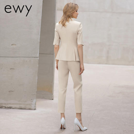 时尚高端米白色短袖西装套裤女夏季薄款职业西服套装主持人ol 商品图3