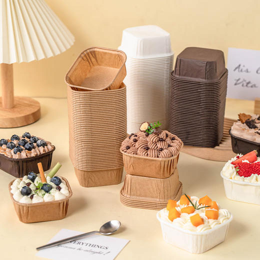 正方形纸杯模具烘焙纸杯耐高温麦芬纸杯卷口纸杯蛋糕纸杯防油50个 商品图3