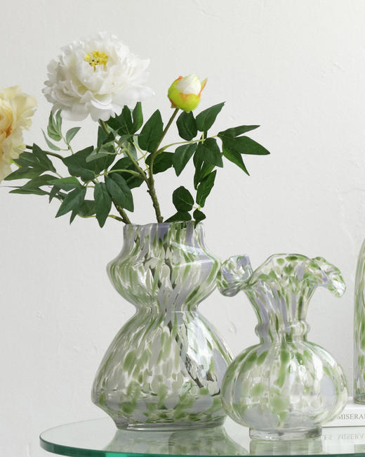 磁粉点点玻璃花瓶摆件饰品餐桌器皿花边口卷边花器 商品图4