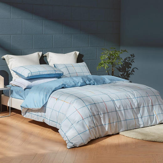 罗莱（LUOLAI） 四件套纯棉床单被罩枕套全棉床上TG单双人四季简约悦动人生 200*230cm 商品图1