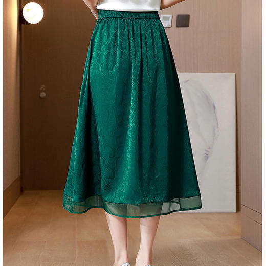 A584半身裙复古高腰时尚百搭气质印花薄款提花百褶裙显瘦遮胯款 商品图7