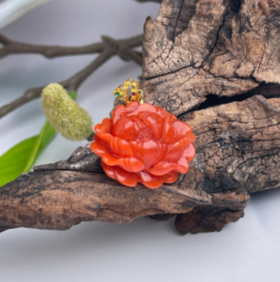 18k南红花开富贵吊坠