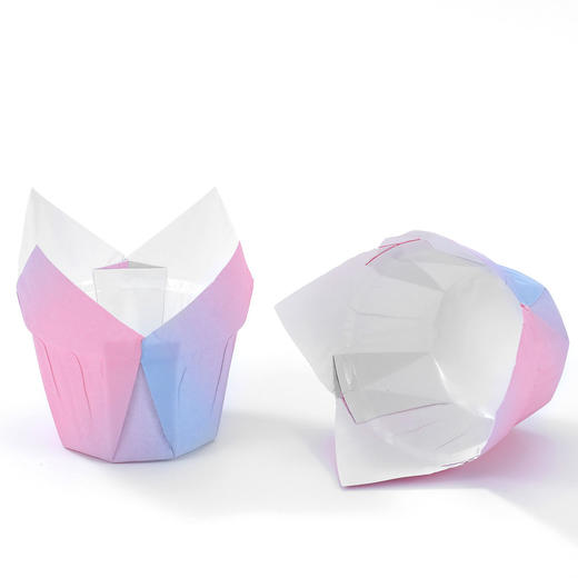 【100只】渐变色马芬杯蛋糕纸杯 家用甜品台杯子玛芬花边杯 烤箱郁金香纸杯 商品图4