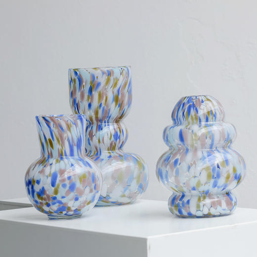 磁粉点点玻璃花瓶摆件饰品餐桌器皿花边口卷边花器 商品图6