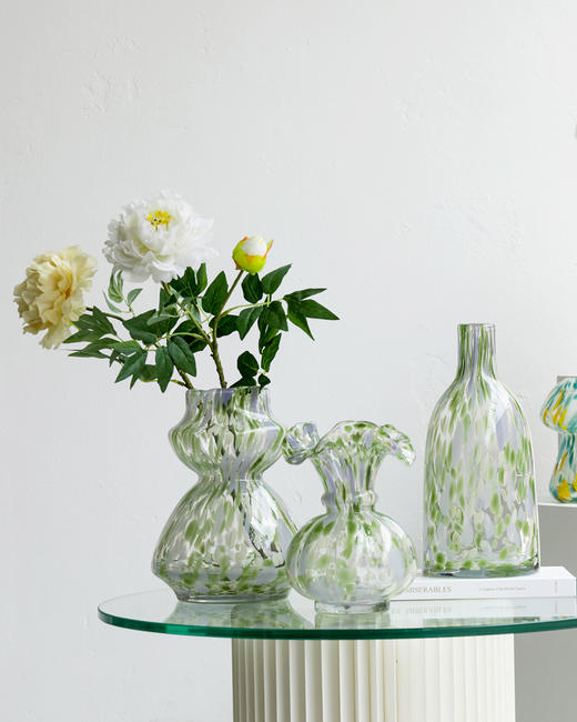 磁粉点点玻璃花瓶摆件饰品餐桌器皿花边口卷边花器 商品图5