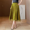 A584半身裙复古高腰时尚百搭气质印花薄款提花百褶裙显瘦遮胯款 商品缩略图0