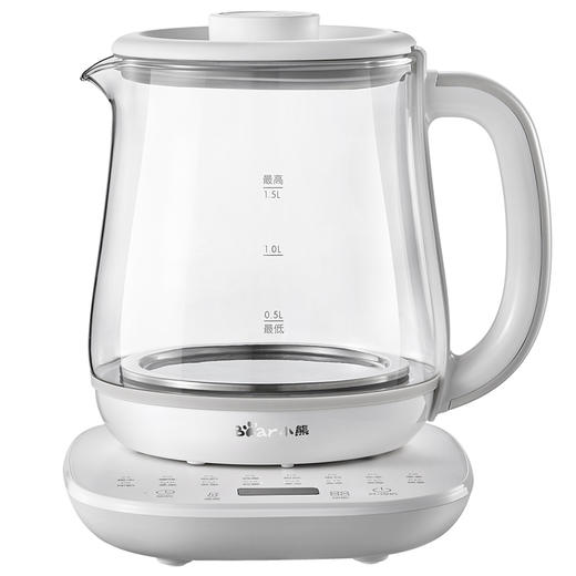 【小程序】小熊养生壶 YSH-D15V9 白色 玻璃壶身+牛皮箱 有滤网 无功能灯款 商品图0