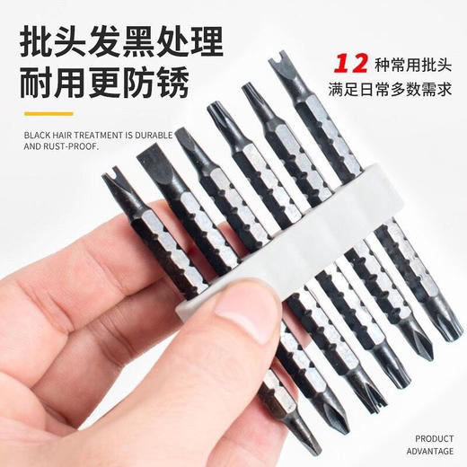 「13合一！送加磁器」棘轮螺丝刀盒装 居家日用小胖十字一字螺丝批不倒手双头改锥省力加磁器批头 商品图3