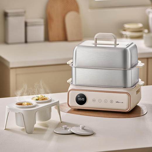 【小程序】小熊电蒸锅 DZG-P20Q5 米白色 双层五金电蒸锅 商品图1