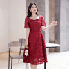 奢姿2025年夏装新款大码女装气质方领连衣裙胖妹妹蕾丝时尚裙子9932867036 商品缩略图1