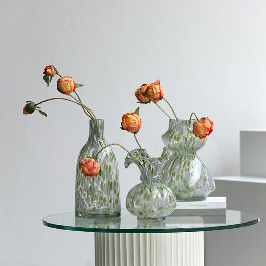 磁粉点点玻璃花瓶摆件饰品餐桌器皿花边口卷边花器 商品图1