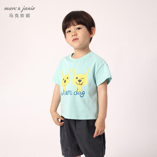 马克珍妮新款夏装 男童手绘动物图案纯棉短袖T恤231030 商品图2