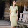 IWY/高端职业套装裙女套裙夏季黄绿色小V领西装通勤ol女神范工作服CS1774 商品缩略图1