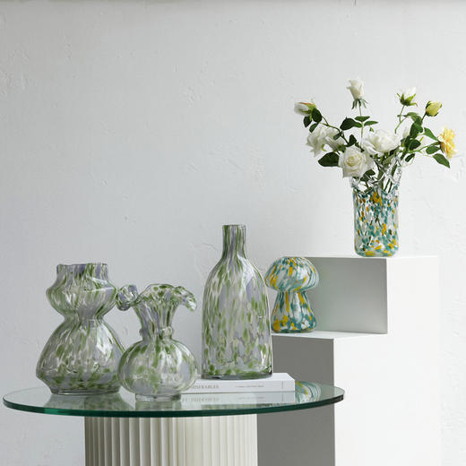 磁粉点点玻璃花瓶摆件饰品餐桌器皿花边口卷边花器 商品图3