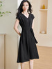 剩S 米思阳2025夏季新款优雅气质A字大摆赫本小黑裙收腰连衣裙女1483 商品缩略图1