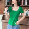 【简约优雅，舒适到忘了它的存在】2023夏季新款螺纹短袖t恤女ins小众设计修身显瘦U领上衣 商品缩略图12
