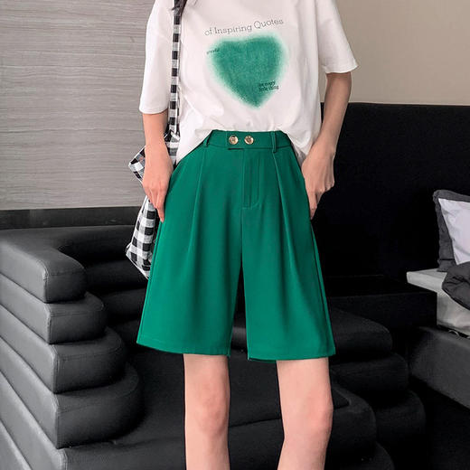 「6色可选！A字短裤」西装短裤女夏季薄款高腰宽松直筒休闲冰丝a字阔腿五分裤ins潮 商品图3