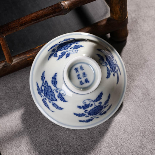 青花柴窑花卉瑞果斗笠杯 商品图4