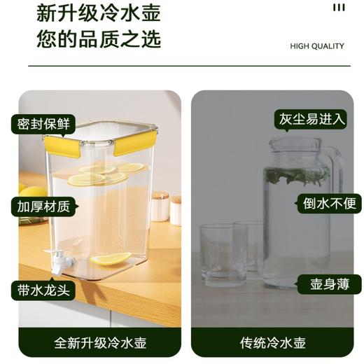 「4.5L大容量！三款配色」冷水壶带龙头 居家日用PET大容量透明塑料桶密封保鲜冰箱果汁罐 商品图1
