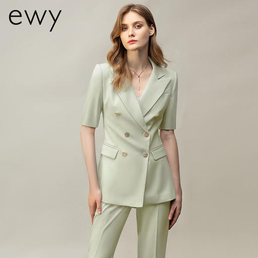 夏季高端绿色西装套裤女名媛修身职业西服套装薄款艺考面试工作服 商品图2