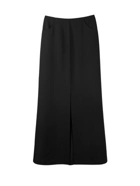 Semplicita | F30 前中缝开衩半裙 [ 黑 ]