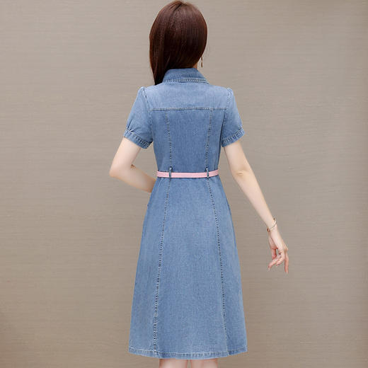 时尚牛仔裙，衬衣领单排扣连衣裙QYM-X23A082 商品图2