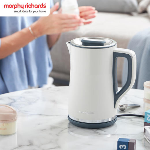 摩飞电器（Morphyrichards）电热水壶 烧水壶 热水壶 家用恒温水壶 1.5L全不锈钢304双层防烫实时显温开水壶 MR6070 白 商品图6