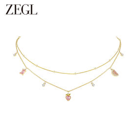 ZEGL设计师水果系列925纯银双层叠戴项链女轻奢小众设计感锁骨链