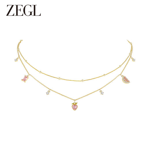 ZEGL设计师水果系列925纯银双层叠戴项链女轻奢小众设计感锁骨链 商品图0