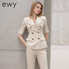 时尚高端米白色短袖西装套裤女夏季薄款职业西服套装主持人ol 商品缩略图4