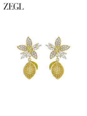 ZEGL设计师水果系列耳环女2023新款爆款耳钉小众设计925银针耳饰