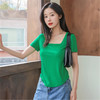 【简约优雅，舒适到忘了它的存在】2023夏季新款螺纹短袖t恤女ins小众设计修身显瘦U领上衣 商品缩略图3
