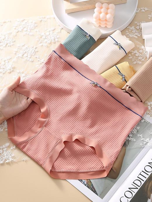 【5条装】芳妮诗2023年新款纯棉高腰内裤三角裤777#（豆沙-墨绿-柔黄-香槟-卡其） 商品图8