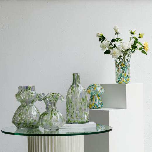 磁粉点点玻璃花瓶摆件饰品餐桌器皿花边口卷边花器 商品图4