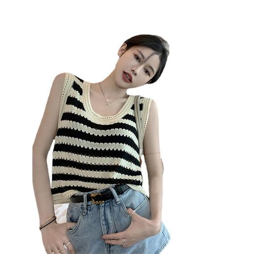 【时髦与舒适并存，敲好看】美式条纹针织吊带小背心女夏季外穿设计感小众冰丝坎肩无袖上衣潮 商品图4