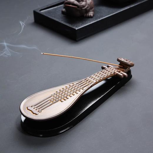 线香香插琵琶古琴陶瓷沉香熏香炉创意茶道中式摆件仿古香座线香炉 商品图1