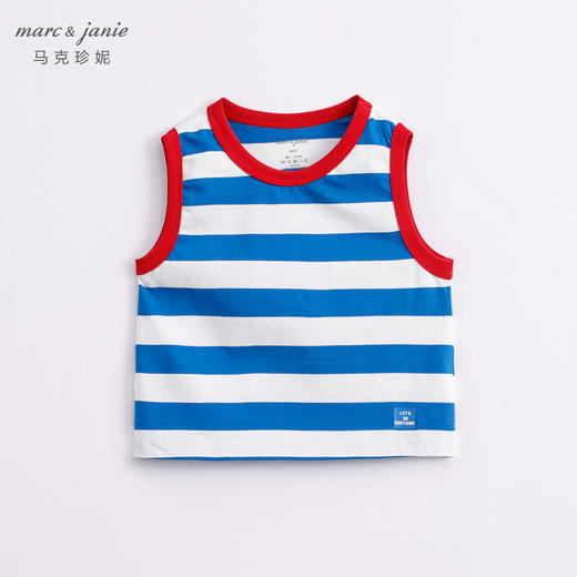 马克珍妮新款夏装 男童学院风条纹撞色纯棉背心230720 商品图1