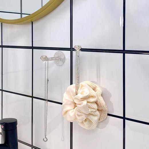 【6只】网红水晶透明免打孔挂钩 收纳架发带头绳首饰壁挂神器发箍发圈展示架墙面壁挂式 商品图5