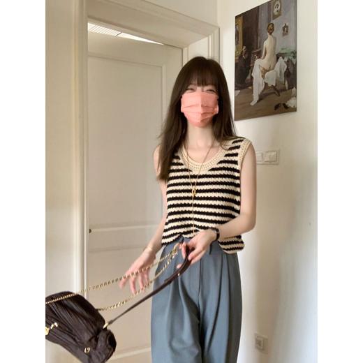 【时髦与舒适并存，敲好看】美式条纹针织吊带小背心女夏季外穿设计感小众冰丝坎肩无袖上衣潮 商品图3
