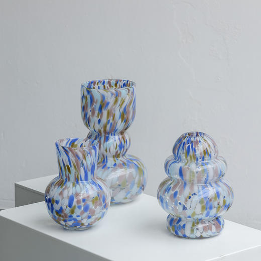 磁粉点点玻璃花瓶摆件饰品餐桌器皿花边口卷边花器 商品图5